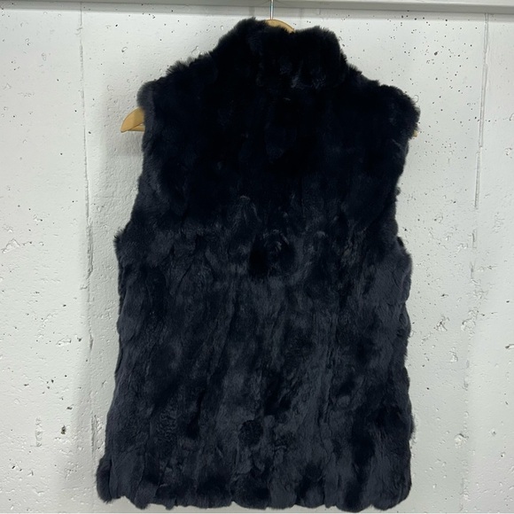 Linda Richards Women’s size XS Rex Black Rabbit Fur Reversible Vest - Picture 7 of 16